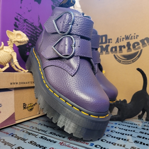 Dr Mertens Devon Heart Quad Platform Leather Boots - Picture 6 of 15